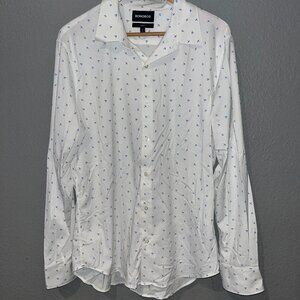 BONOBOS Airplane Print Nylon & Spandex Long Sleeve Button Shirt EUC  XL SLIM FIT